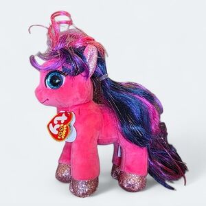 TY Beanie Boos Ruby Pink and Purple Plush Pony Toy